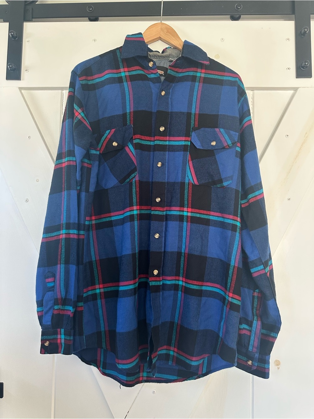 Timber Ridge Shirt Mens MT Blue Plaid Button Up Long Sleeve Workwear
